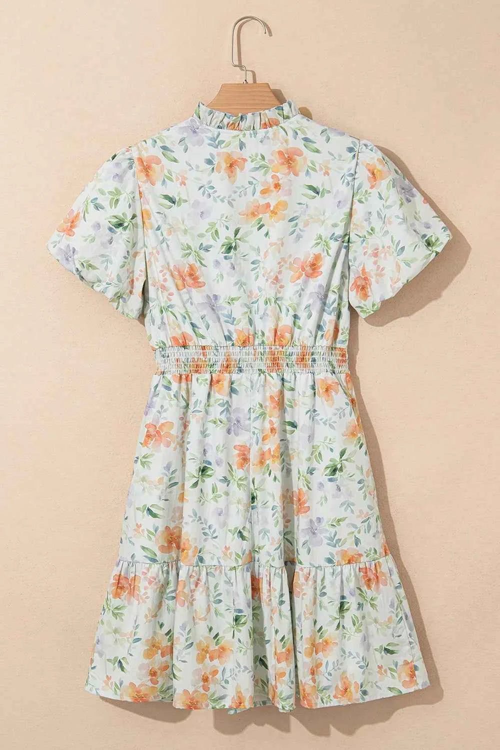 women_fashion - littlescollectionmini dressFloral Cotton Frill Notched Vintage vibes Mini DressCotton dress
