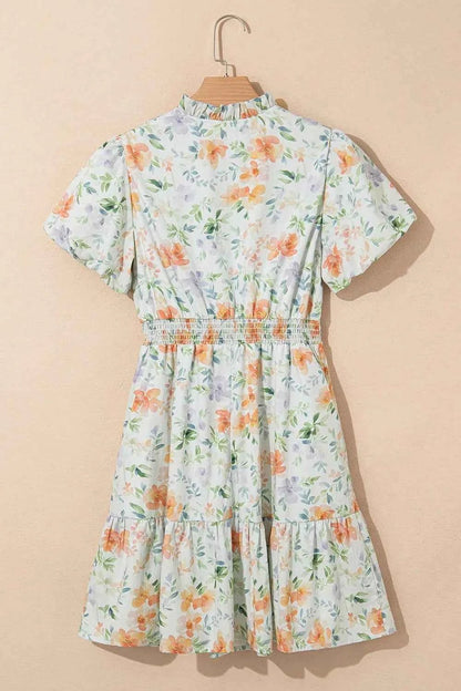 women_fashion - littlescollectionmini dressFloral Cotton Frill Notched Vintage vibes Mini DressCotton dress