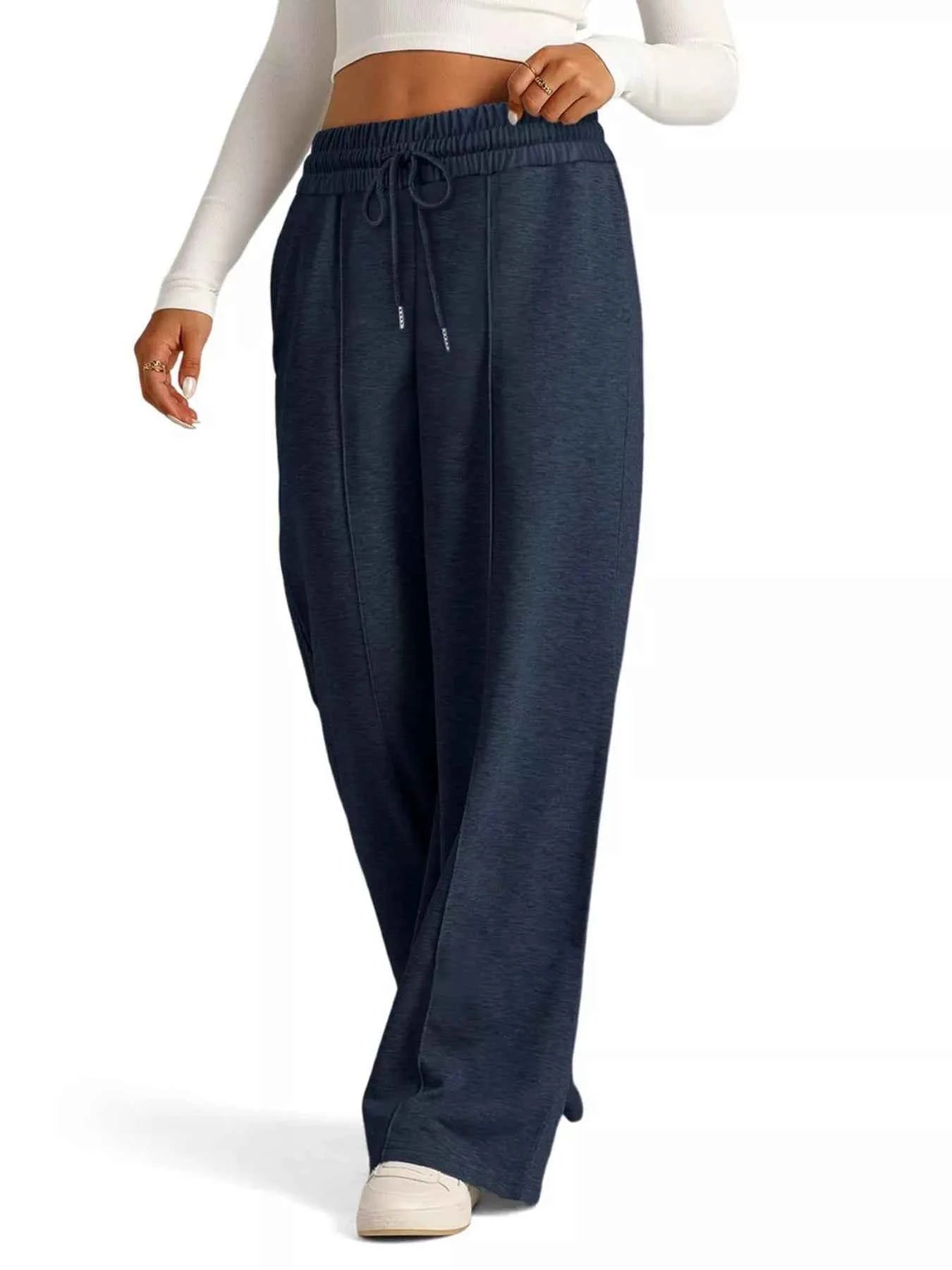 women_fashion - littlescollectionsweatpantsWide Leg Drawstring Sweatpants Womencomfortable pants women