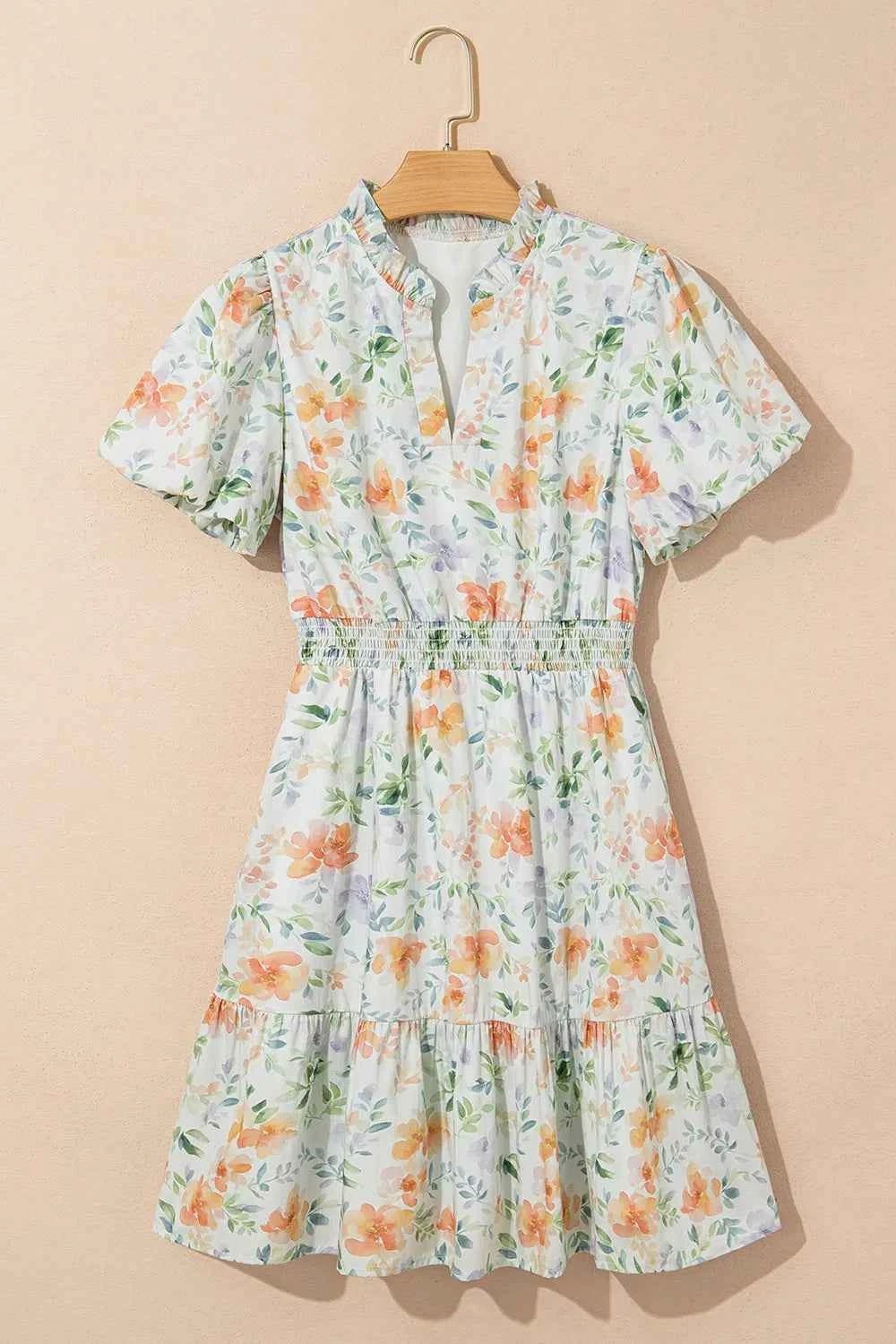 women_fashion - littlescollectionmini dressFloral Cotton Frill Notched Vintage vibes Mini DressCotton dress