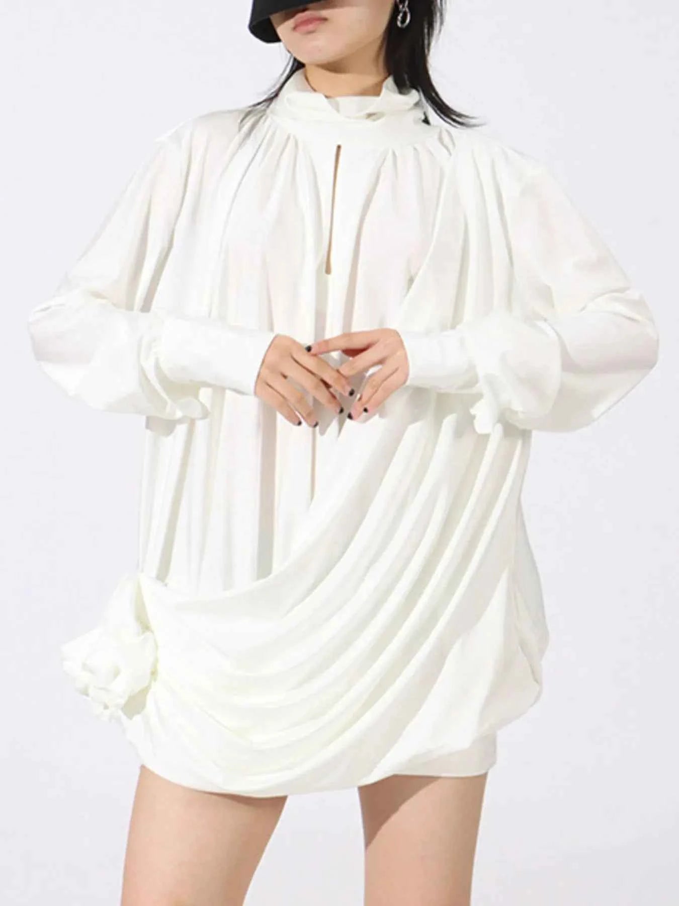 women_fashion - littlescollectionDressRuched Long Sleeve Cotton Mini Dresslong sleeve dress