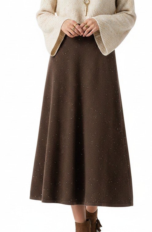 BohoLittlesEdit - Cashmere skirts - 100% Cashmere Pleated Ankle Skirt