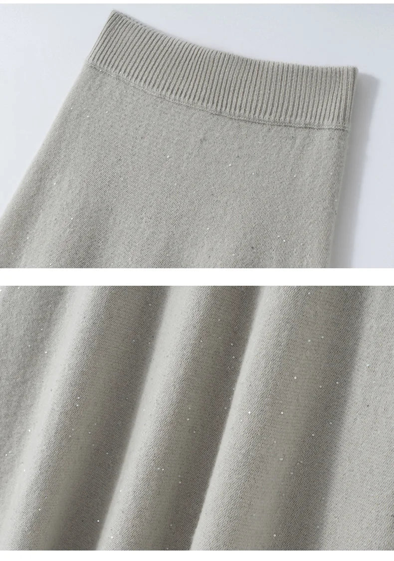 BohoLittlesEdit - Cashmere skirts - 100% Cashmere Pleated Ankle Skirt