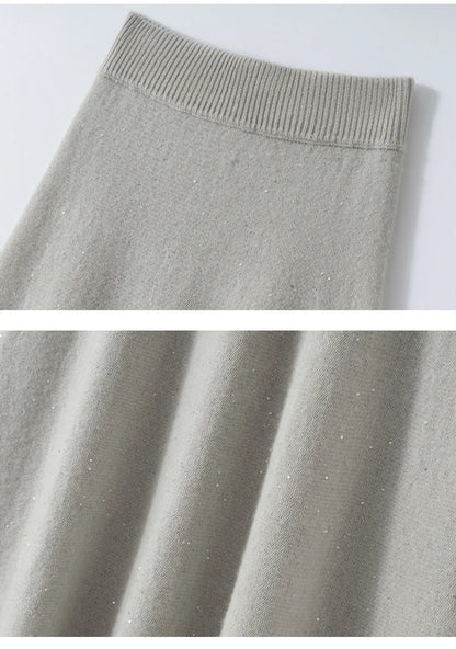 BohoLittlesEdit - Cashmere skirts - 100% Cashmere Pleated Ankle Skirt
