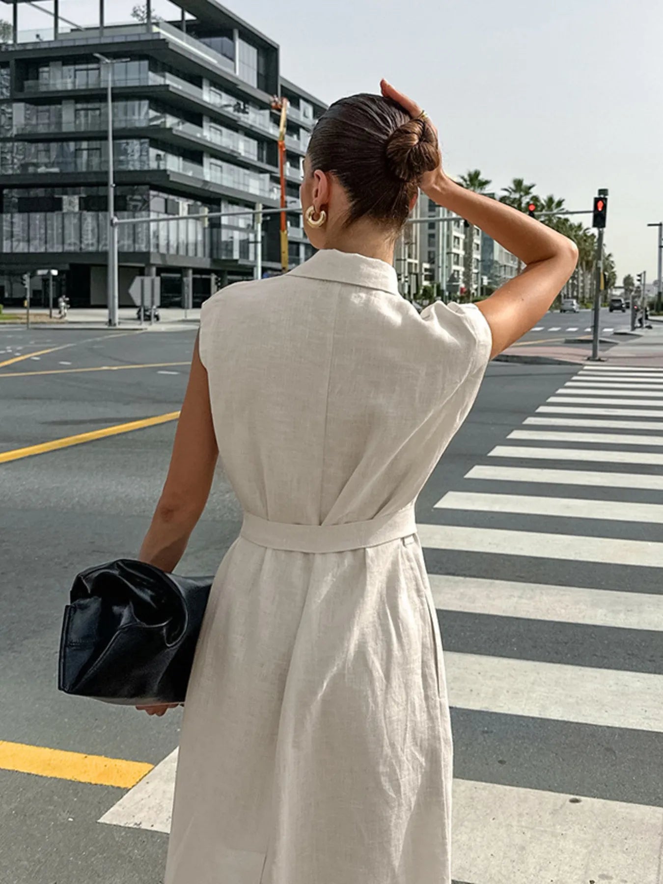 women_fashion - littlescollectionDressBelted Cap Sleeve Linen - Cotton Maxi DressChic Charm