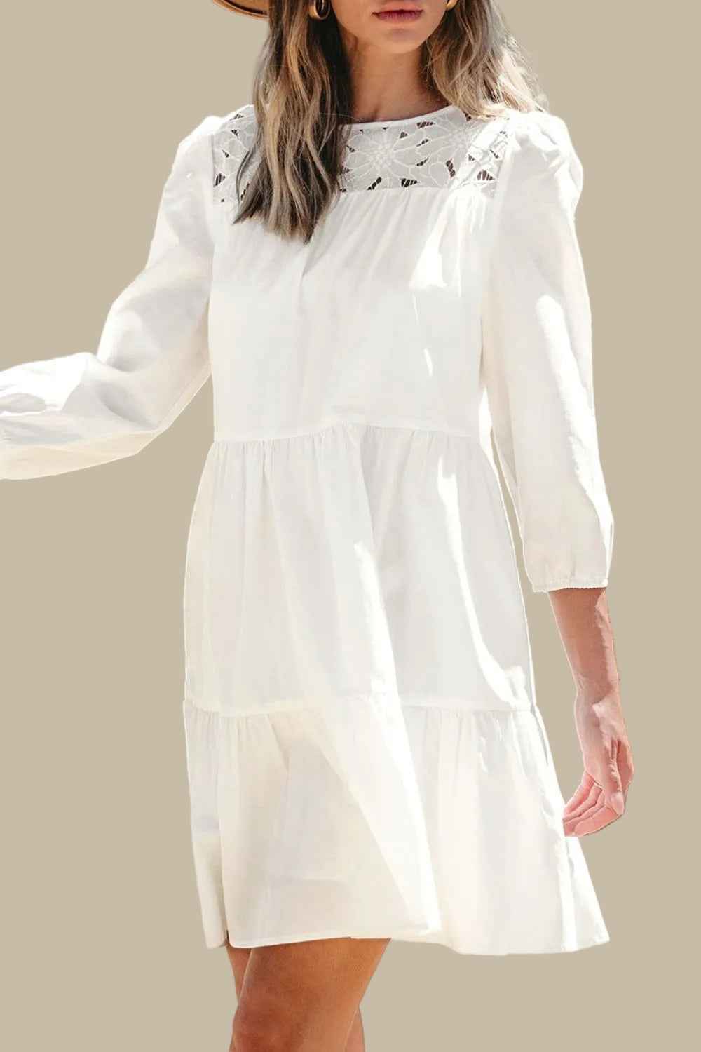 women_fashion - littlescollectionDressLace Detail Tiered Mini Dress with Pocketsmini dress