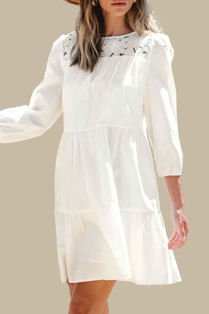 women_fashion - littlescollectionDressLace Detail Tiered Mini Dress with Pocketsmini dress