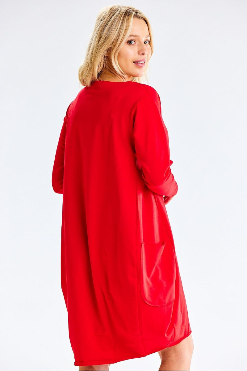Oversized Cotton Midi Dress - Long Sleeve Sweatshirt with Pockets