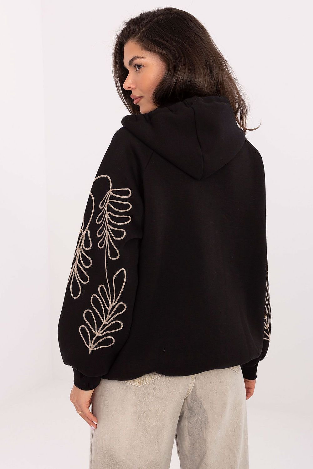 women_fashion - littlescollectionSweaterEmbroidered Cotton Sweatshirt With HoodMatterhorn_Color_black