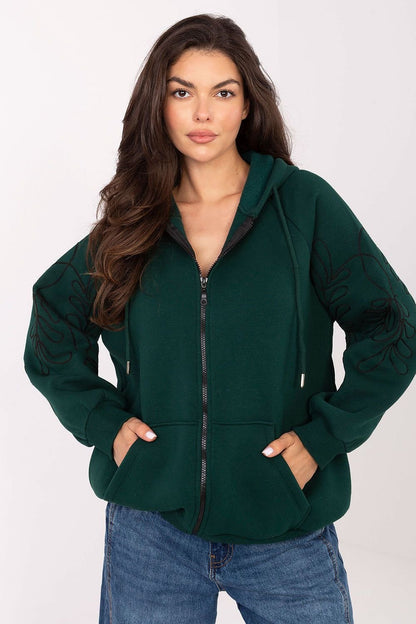 women_fashion - littlescollectionSweaterEmbroidered Cotton Sweatshirt With HoodMatterhorn_Color_black