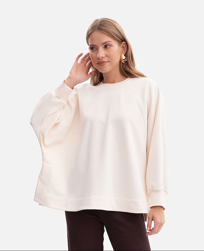 women_fashion - littlescollectionSweatshirt womenStylish Raglan Oversized Cotton Sweatshirt OF EleganceMatterhorn_Color_beige