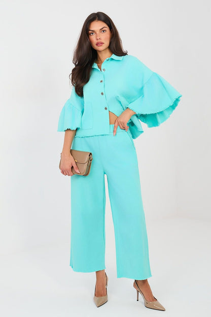 women_fashion - littlescollectionDenim JacketsDenim Cropped Ruffle Sleeve Cotton Jacket WomenMatterhorn_Color_blue