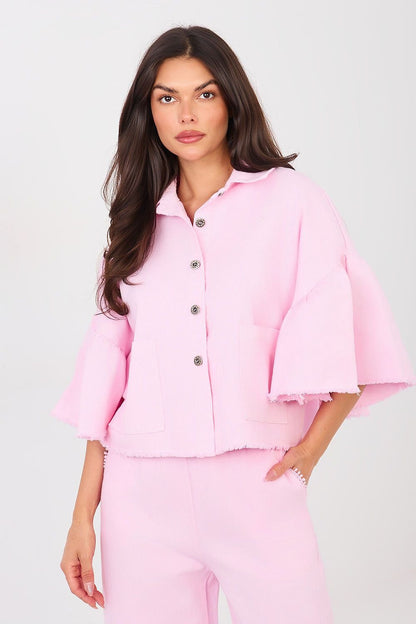 women_fashion - littlescollectionDenim JacketsDenim Cropped Ruffle Sleeve Cotton Jacket WomenMatterhorn_Color_blue