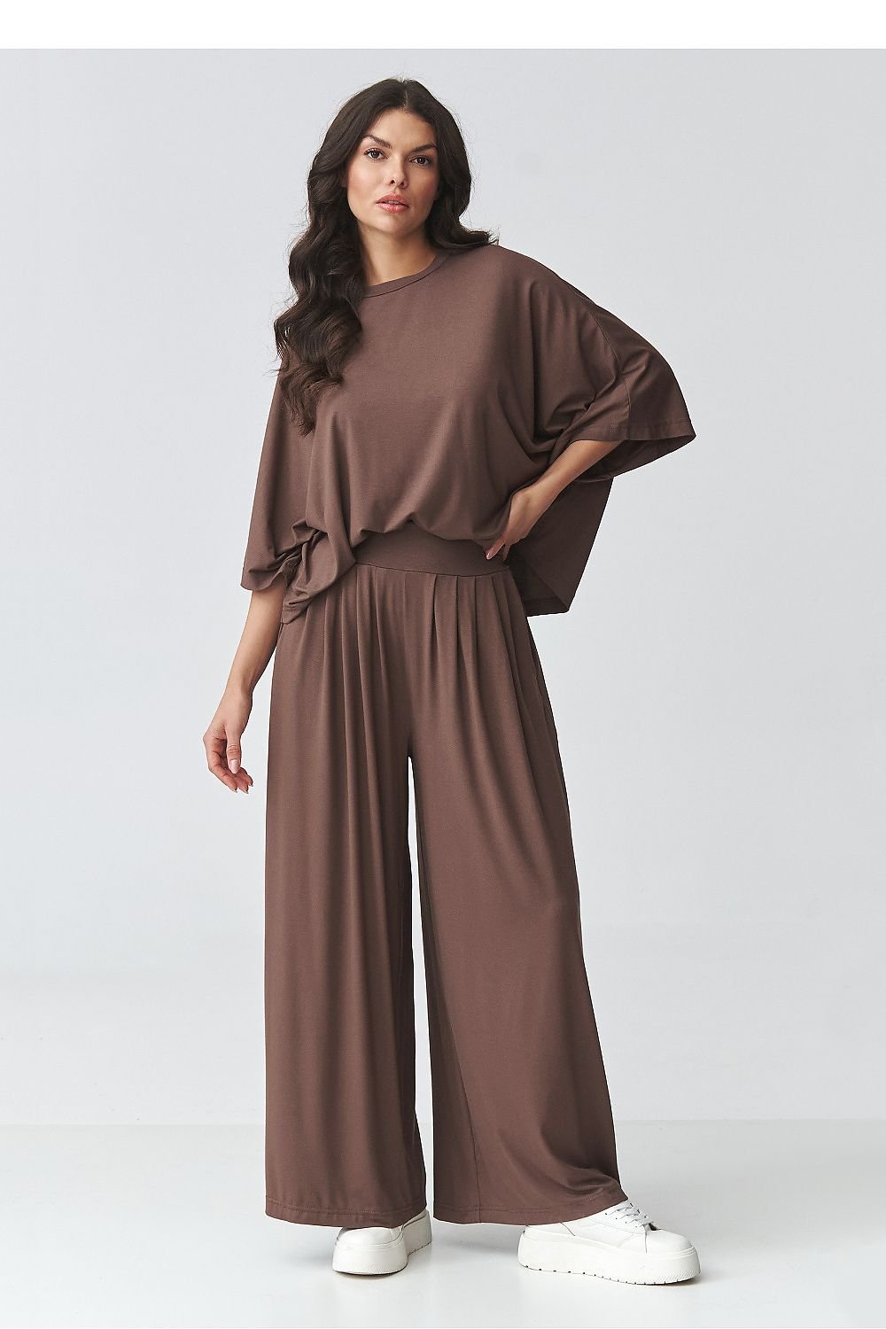 women_fashion - littlescollectionSetsLoose Blouse &amp; Wide - Leg Pants Set | Viscose Co - ordmatching set
