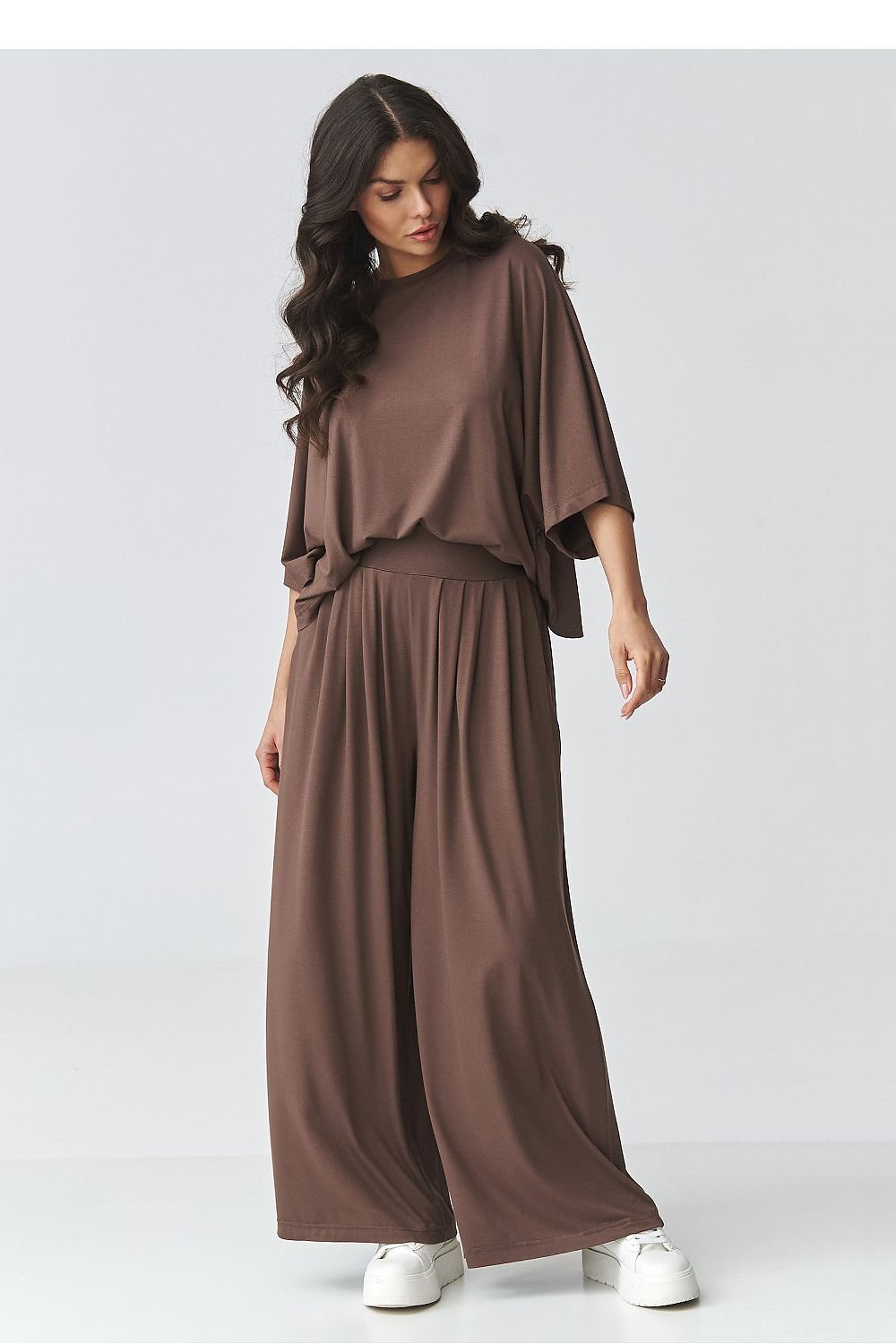 women_fashion - littlescollectionSetsLoose Blouse &amp; Wide - Leg Pants Set | Viscose Co - ordmatching set