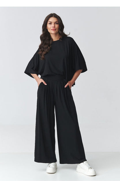 women_fashion - littlescollectionSetsLoose Blouse &amp; Wide - Leg Pants Set | Viscose Co - ordmatching set