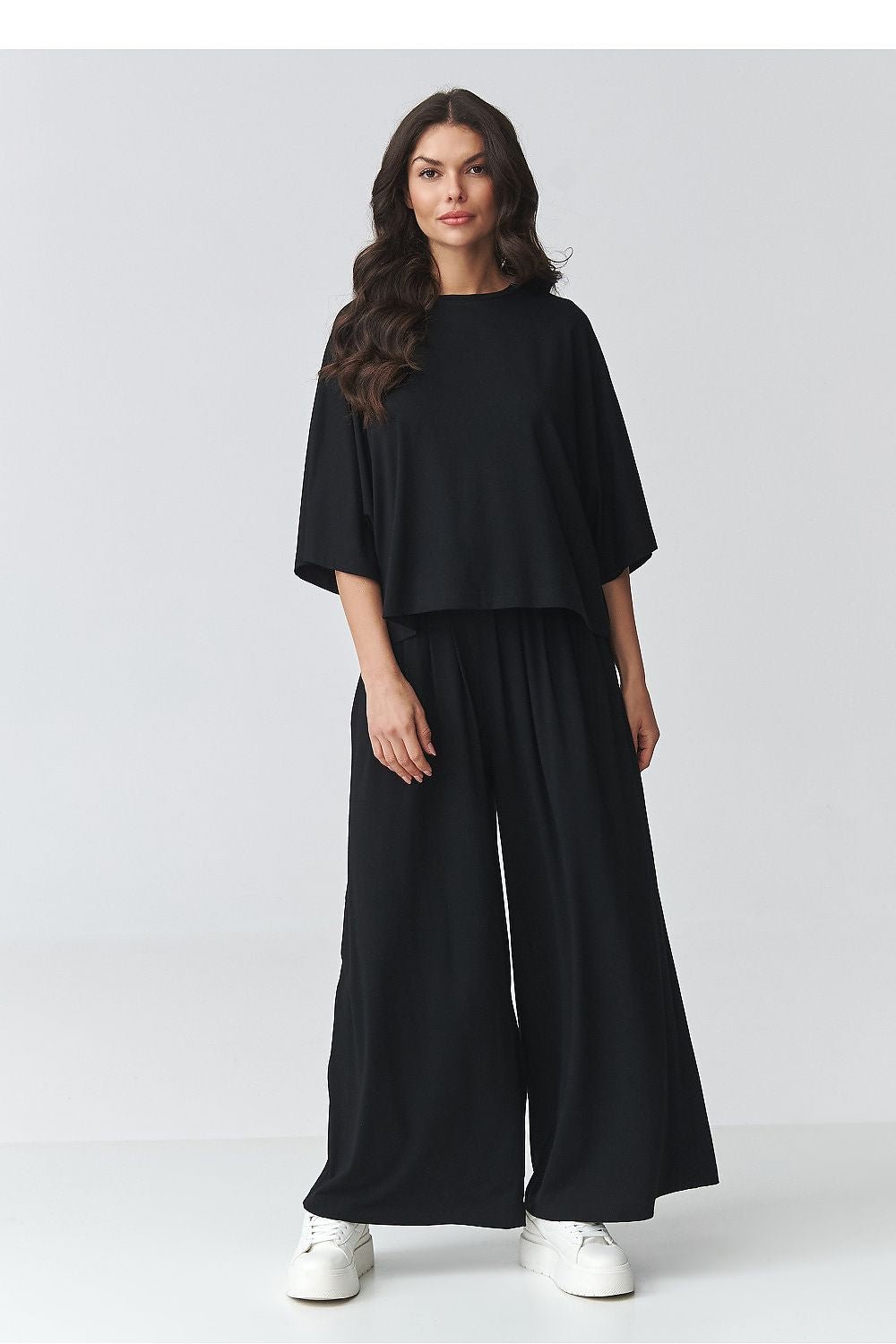 women_fashion - littlescollectionSetsLoose Blouse &amp; Wide - Leg Pants Set | Viscose Co - ordmatching set