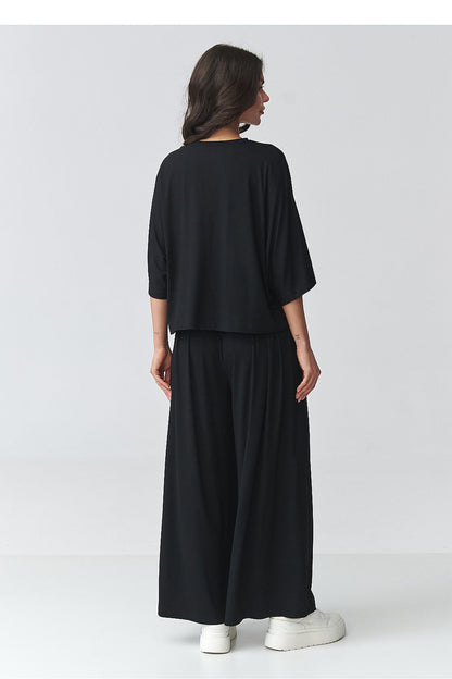 women_fashion - littlescollectionSetsLoose Blouse &amp; Wide - Leg Pants Set | Viscose Co - ordmatching set