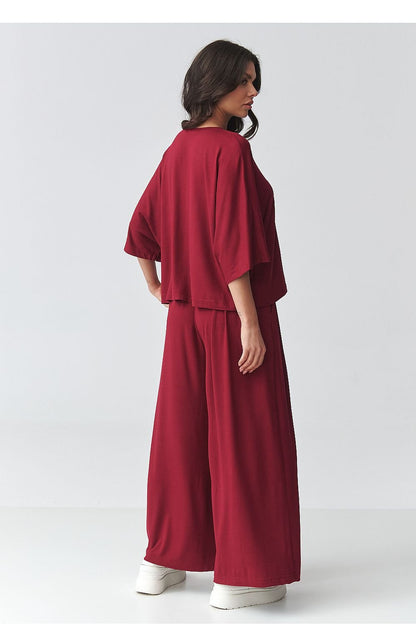 women_fashion - littlescollectionSetsLoose Blouse &amp; Wide - Leg Pants Set | Viscose Co - ordmatching set