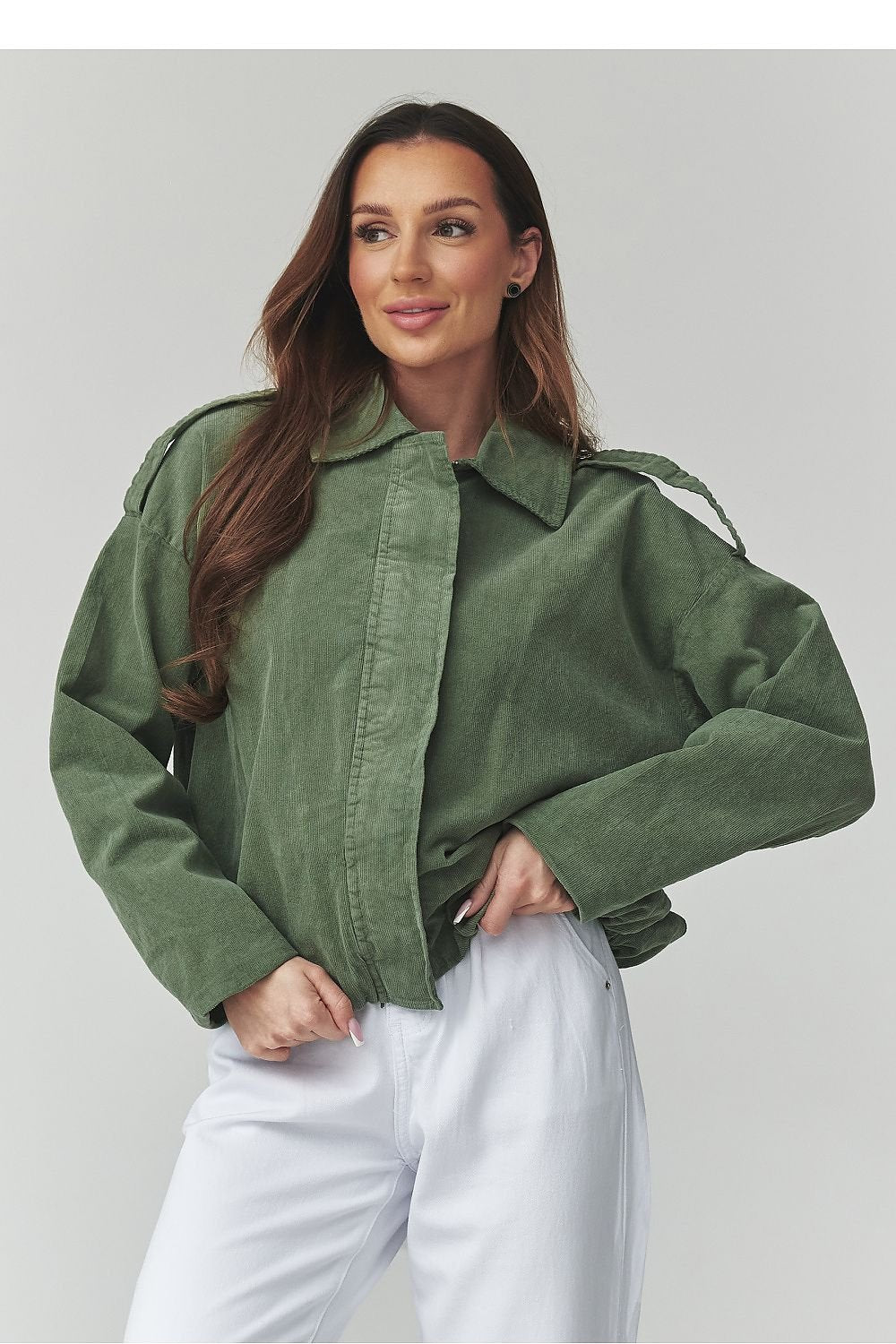 women_fashion - littlescollectionJacketsCorduroy Cotton Bomber Jacket | Zip - Up Loose Fit | One Sizecotton jacket