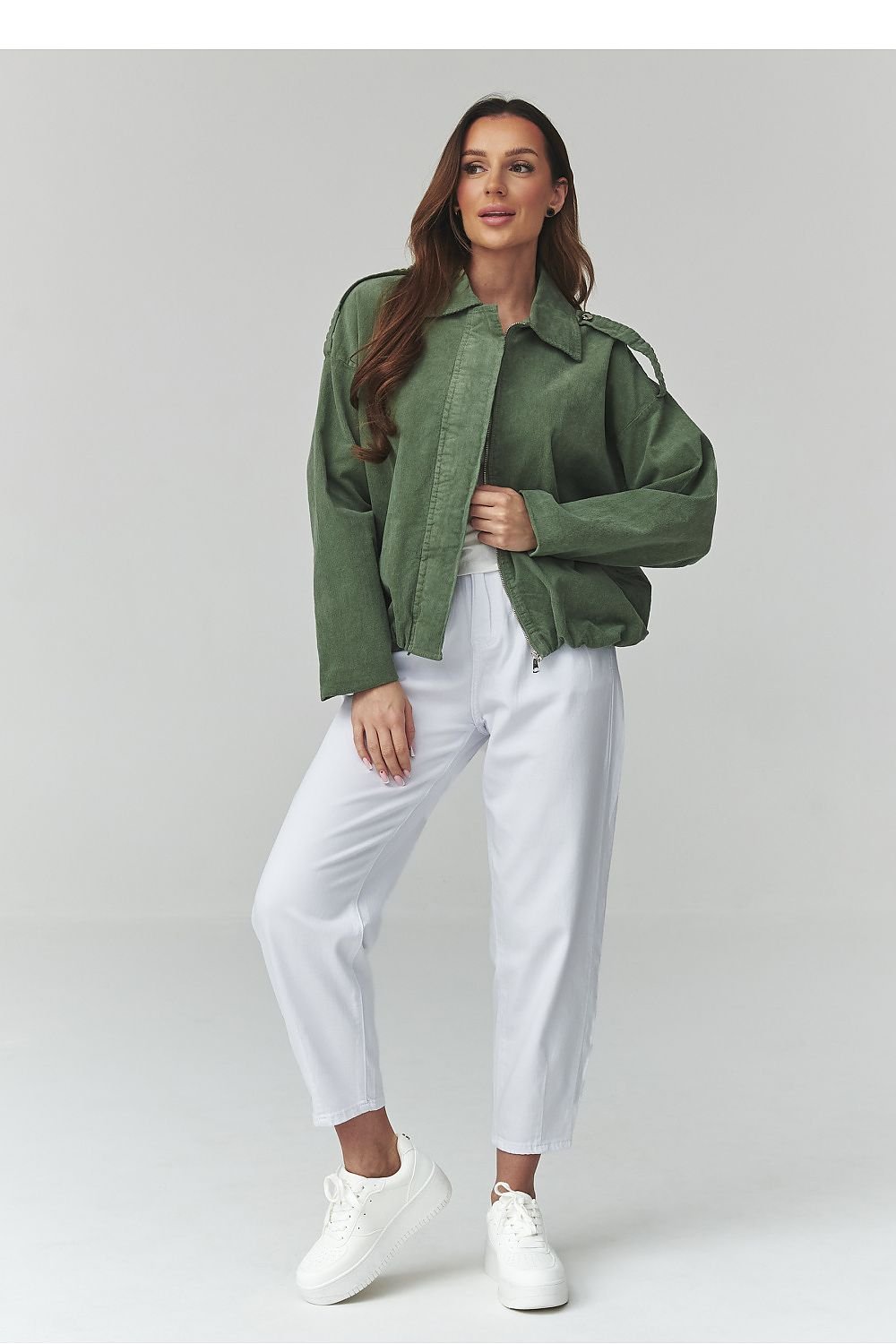 women_fashion - littlescollectionJacketsCorduroy Cotton Bomber Jacket | Zip - Up Loose Fit | One Sizecotton jacket