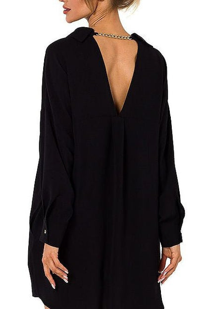 women_fashion - littlescollectionDressMoe Tunic Dress With Chain Neckline Detail and Long Sleevescasual dress