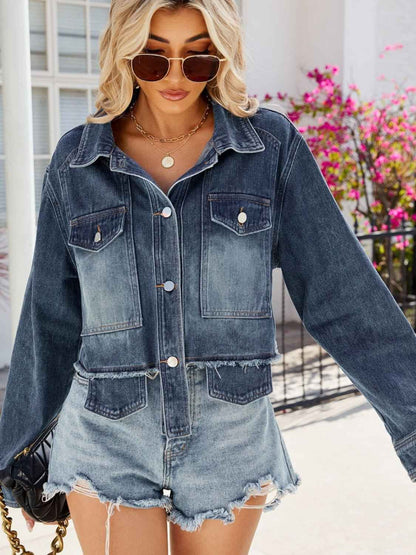 Cropped Denim Jacket with Pockets