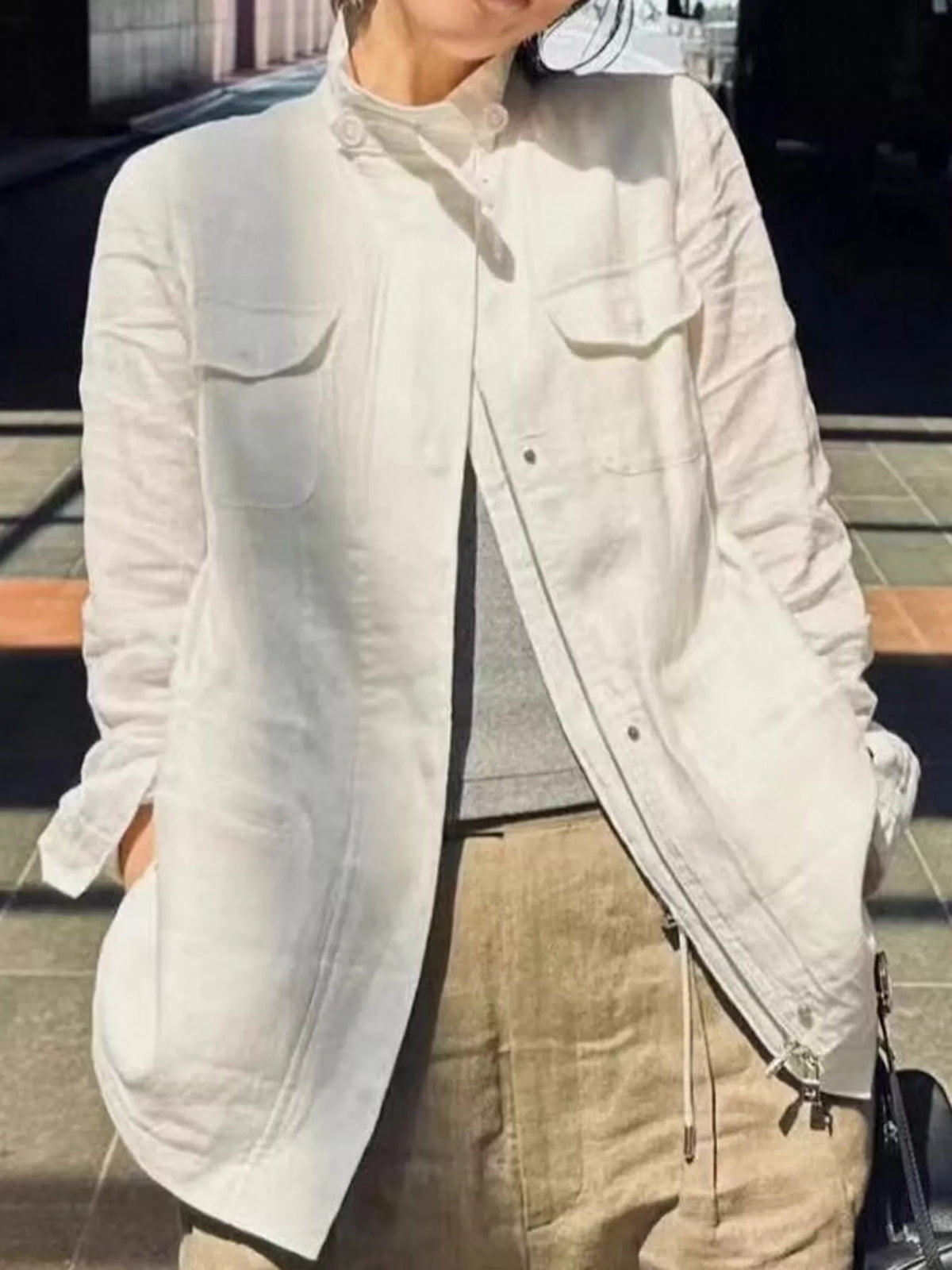 The Florence  Multi Pockets Pure Linen Jacket