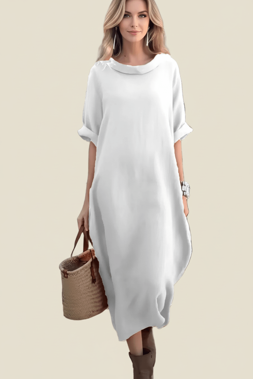 women_fashion - littlescollectionBoho Midi Dress Oversized Round Neck Casual DressChic Haven