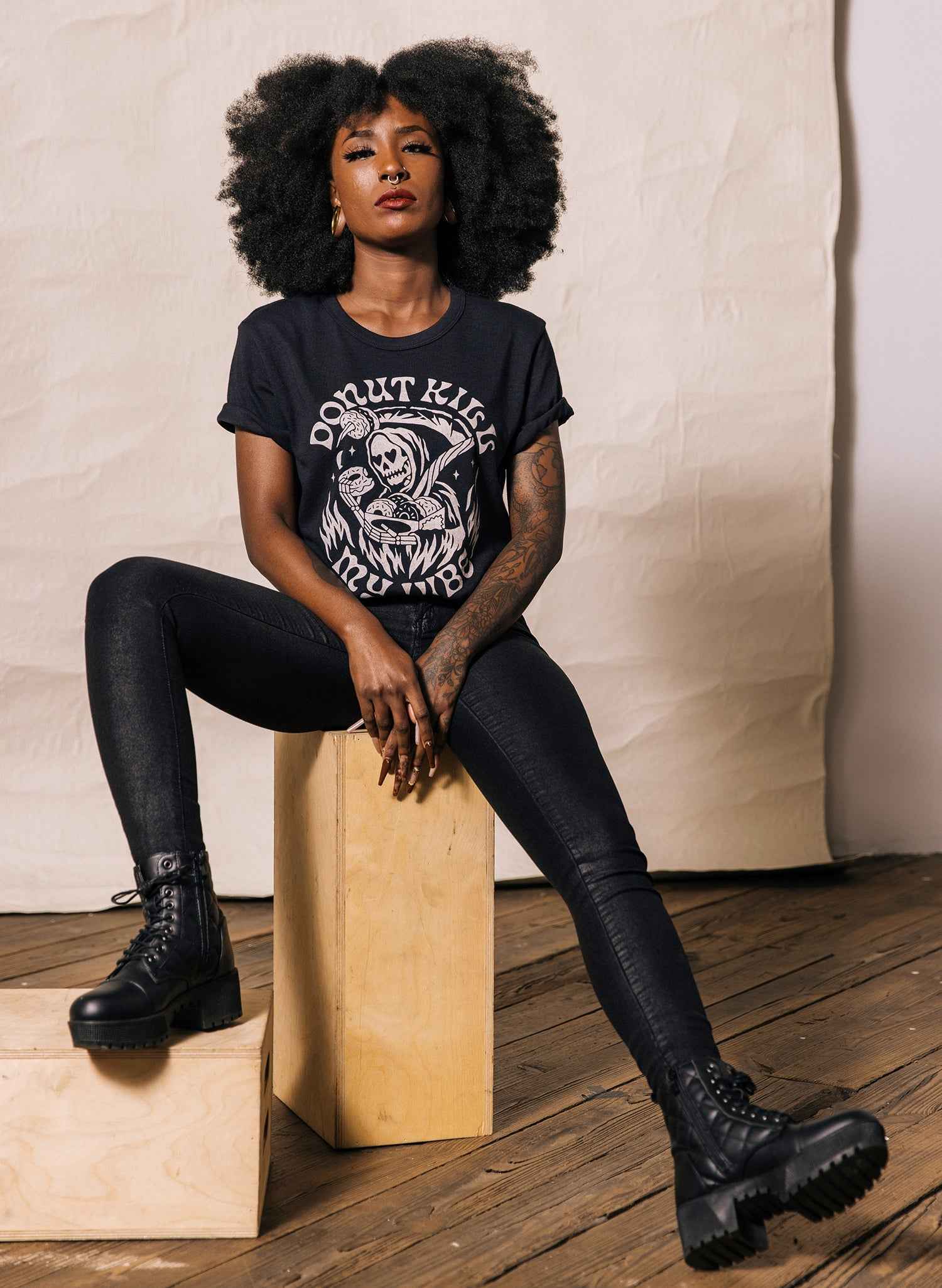 women_fashion - littlescollectionT-shirtVintage Graphic Tee Shirt Women Donut Kill My Vibe Tee