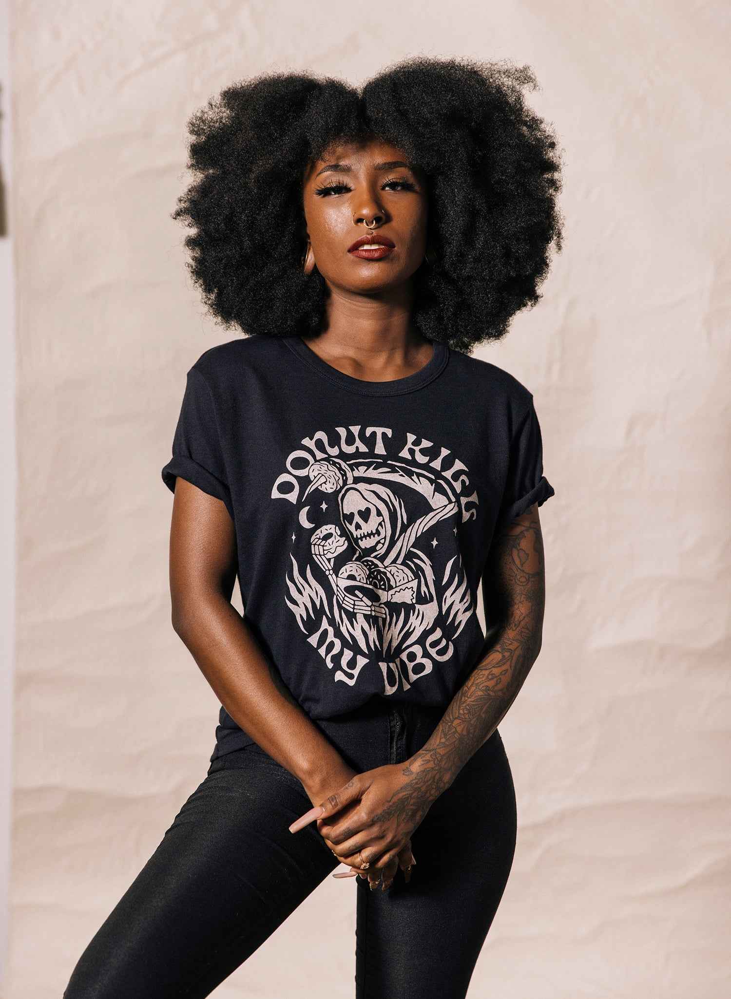 women_fashion - littlescollectionT-shirtVintage Graphic Tee Shirt Women Donut Kill My Vibe Tee