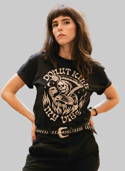women_fashion - littlescollectionT-shirtVintage Graphic Tee Shirt Women Donut Kill My Vibe Tee
