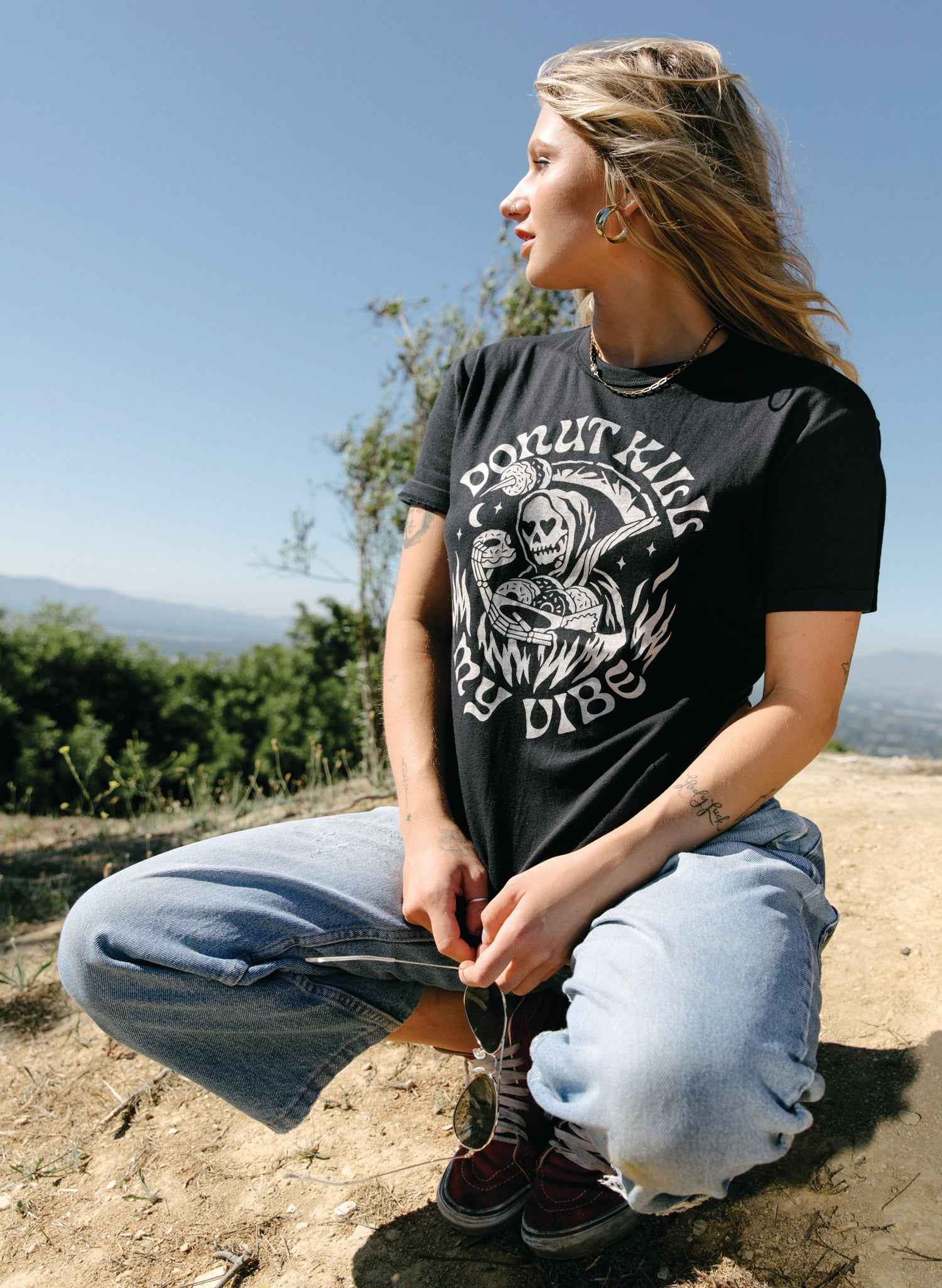 women_fashion - littlescollectionT-shirtVintage Graphic Tee Shirt Women Donut Kill My Vibe Tee