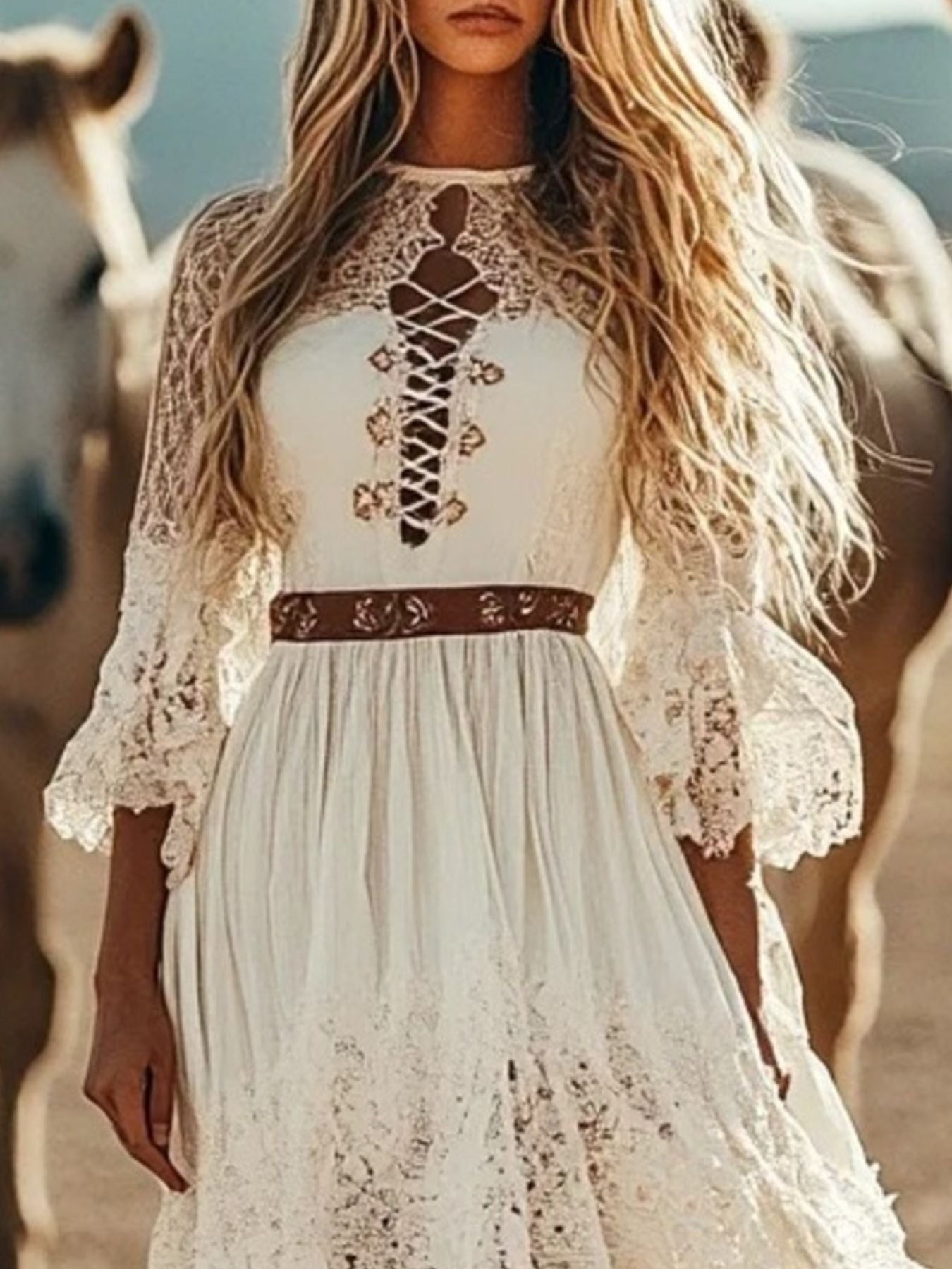 women_fashion - littlescollectionDressLace Trimmed High - Low Vintage Dress Womenelegant dress women
