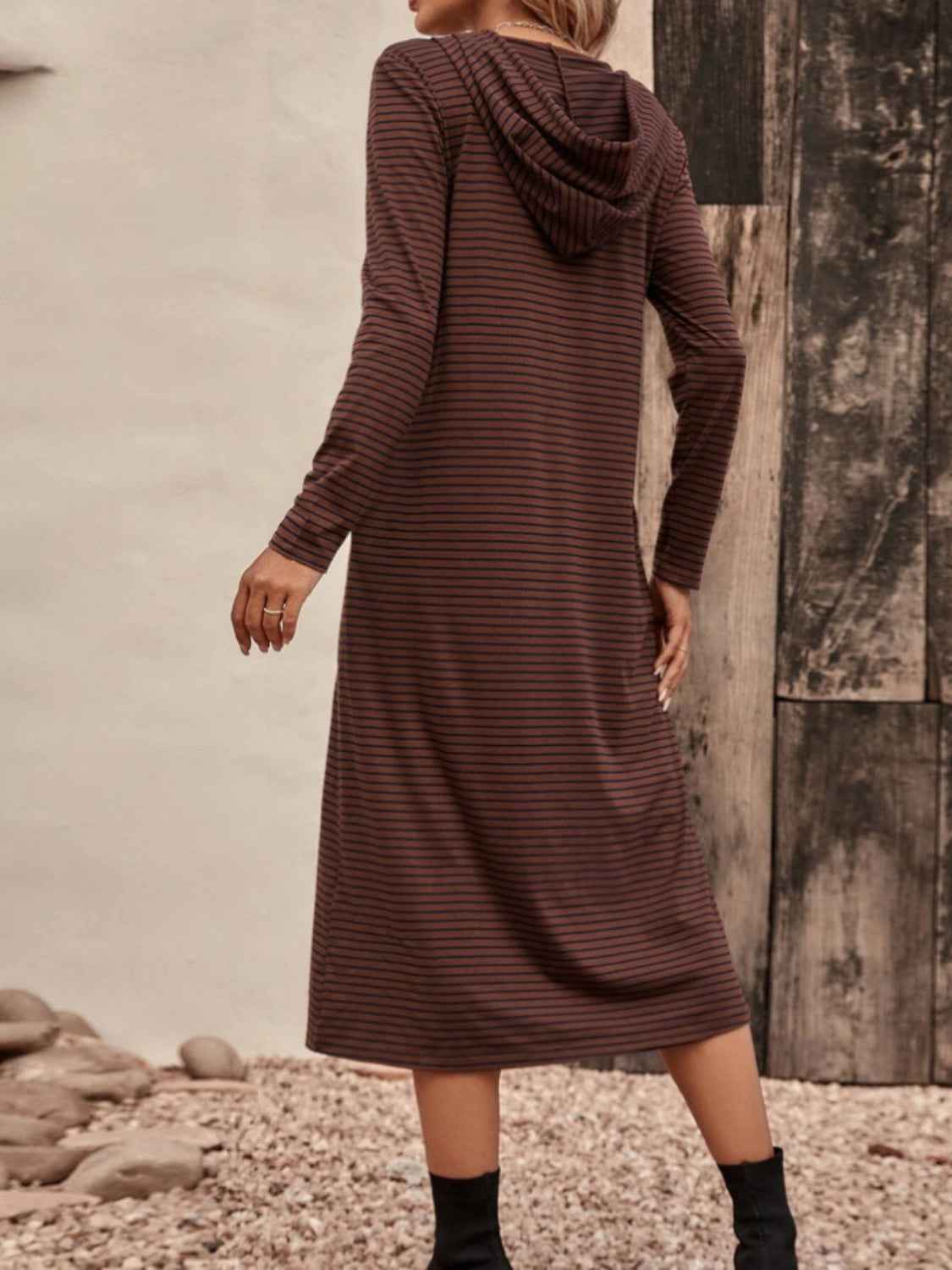Striped Hooded Cotton Dress