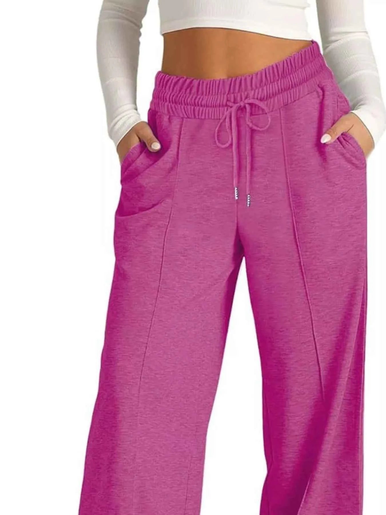 women_fashion - littlescollectionsweatpantsWide Leg Drawstring Sweatpants Womencomfortable pants women
