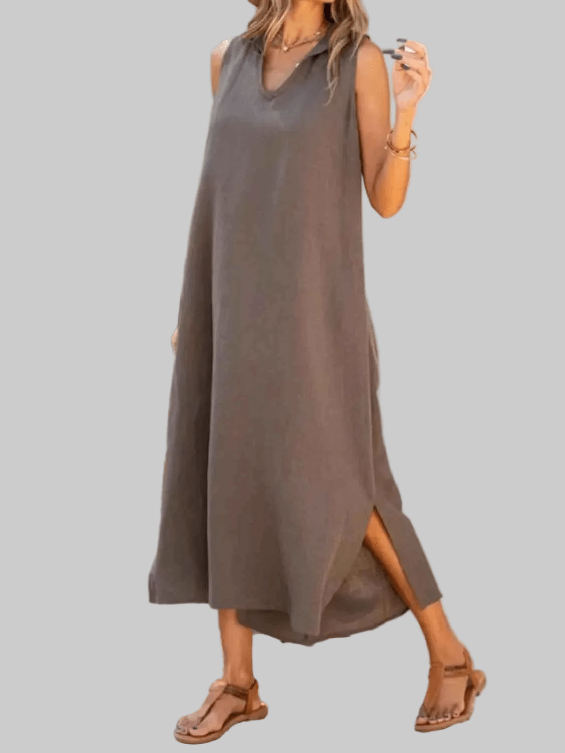 women_fashion - littlescollectionLong dressSide Slit Sleeveless Classic Long Dress Plus Size