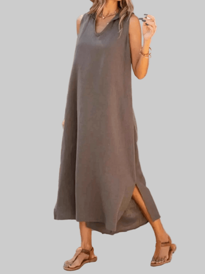 women_fashion - littlescollectionLong dressSide Slit Sleeveless Classic Long Dress Plus Size