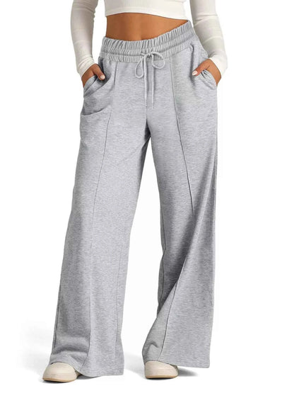women_fashion - littlescollectionsweatpantsWide Leg Drawstring Sweatpants Womencomfortable pants women