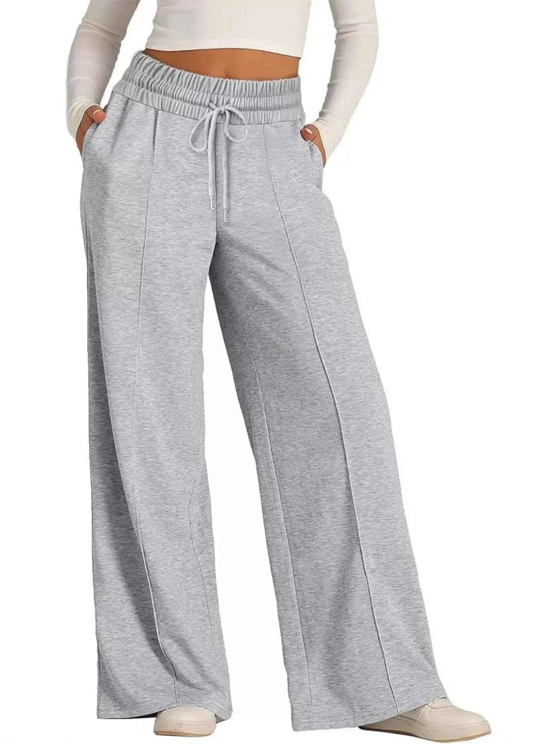 women_fashion - littlescollectionsweatpantsWide Leg Drawstring Sweatpants Womencomfortable pants women