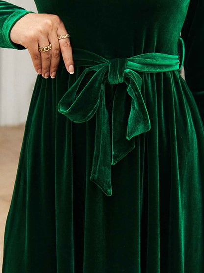 Tie Front Long Velvet Maxi Dress