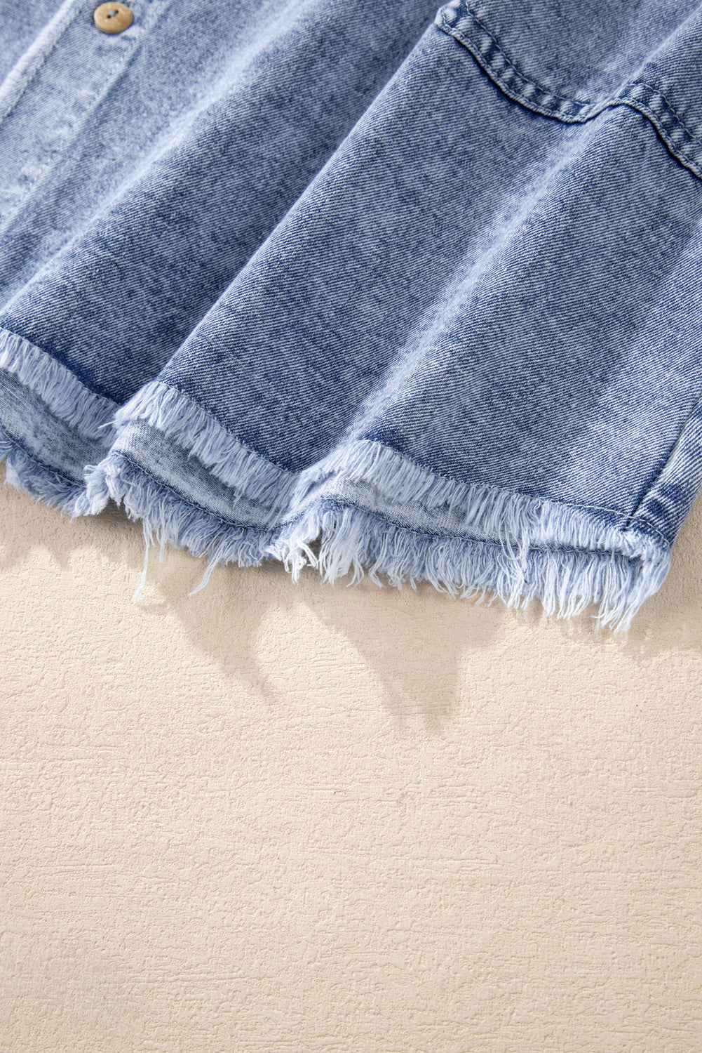 Raw Hem Long Sleeve Denim Cotton Dress