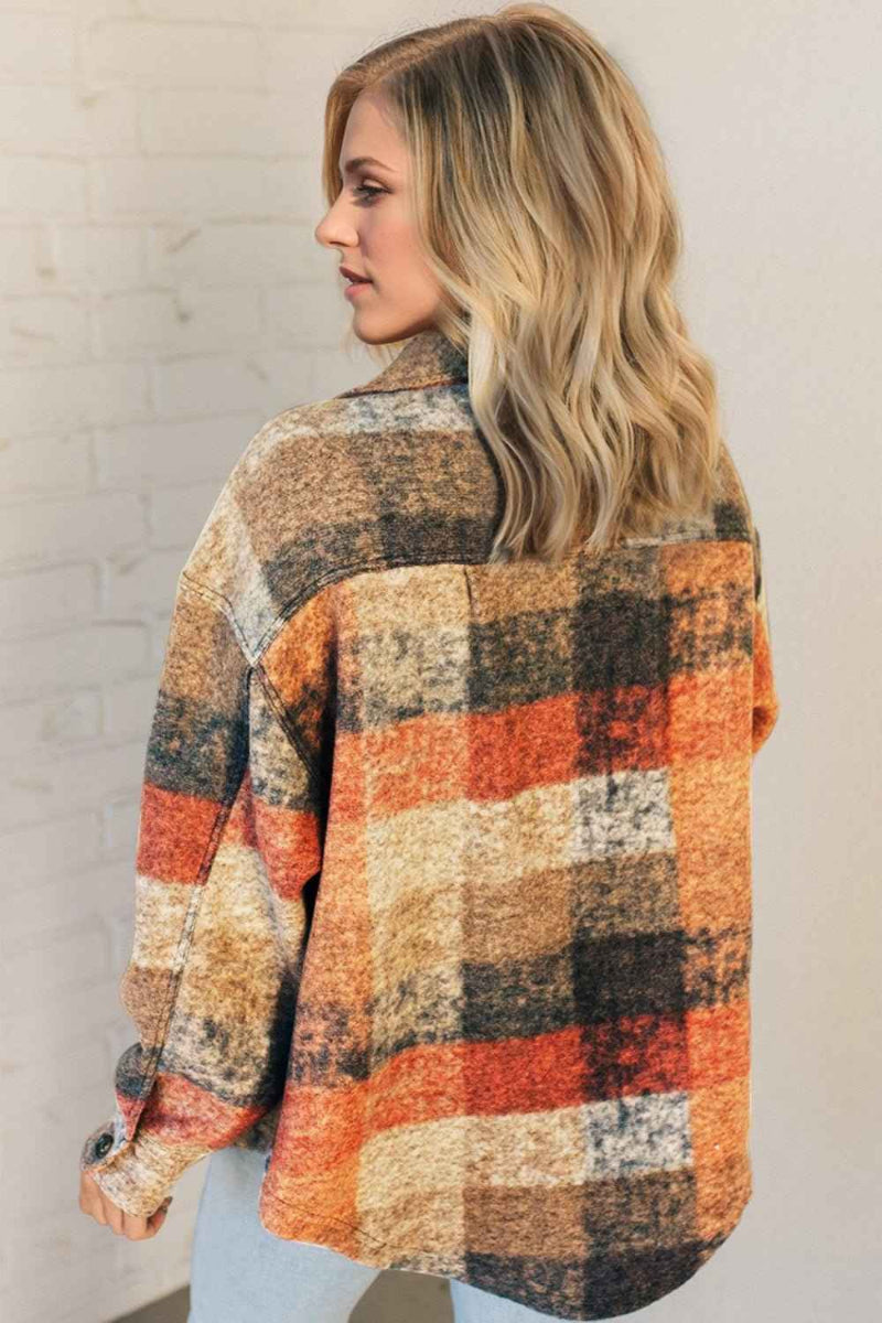 DT Button Up Plaid Fleece Shacket