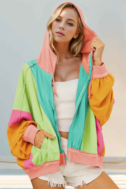 DT Color Block Cotton Hoodie Women
