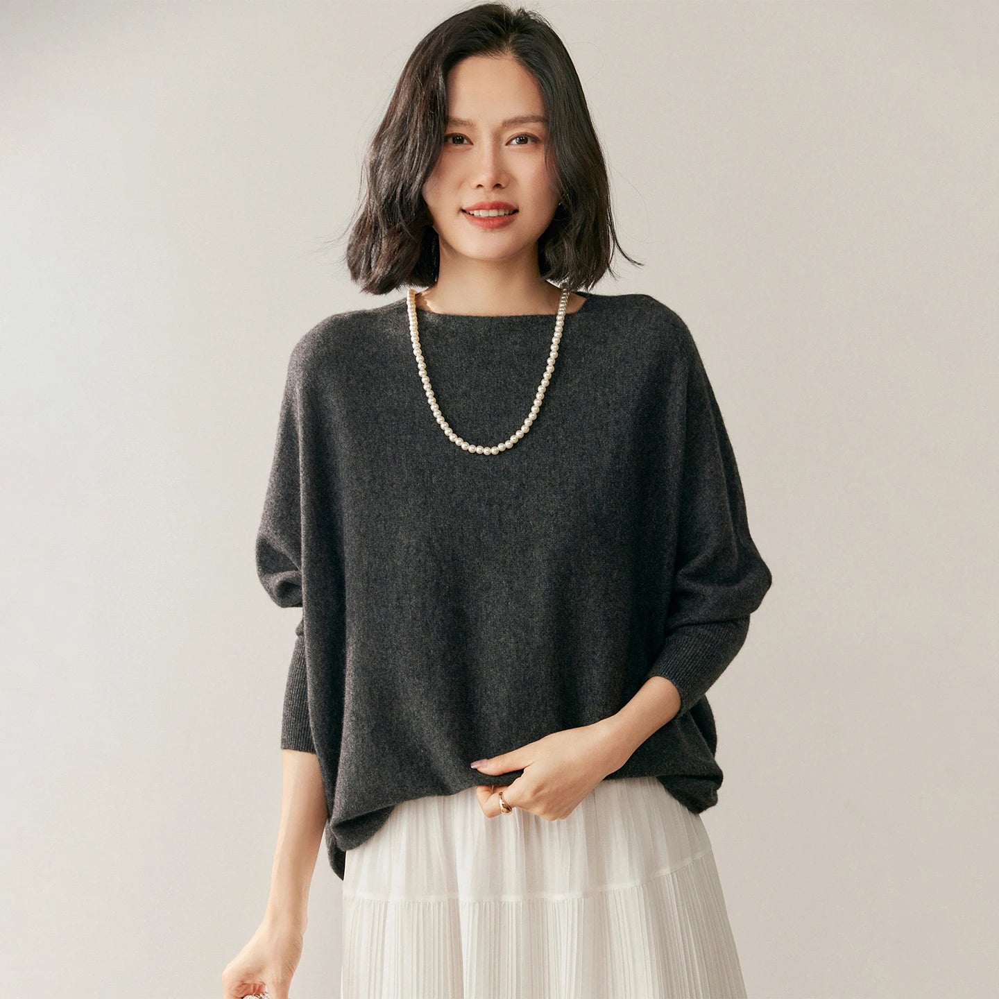BohoLittlesEdit - Cashmere Sweater - Luna 100% Cashmere Batwing Sleeve Sweater