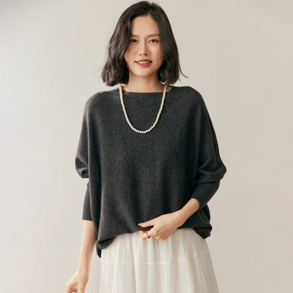 BohoLittlesEdit - Cashmere Sweater - Luna 100% Cashmere Batwing Sleeve Sweater