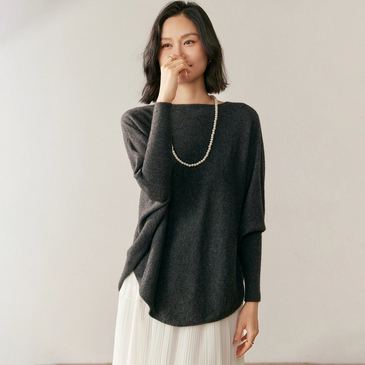 BohoLittlesEdit - Cashmere Sweater - Luna 100% Cashmere Batwing Sleeve Sweater