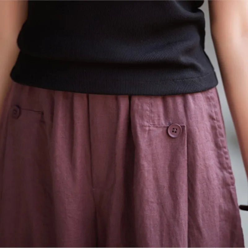women_fashion - littlescollectionWomen pantsLinen Wide Leg Pants For Summerelastic waist pants