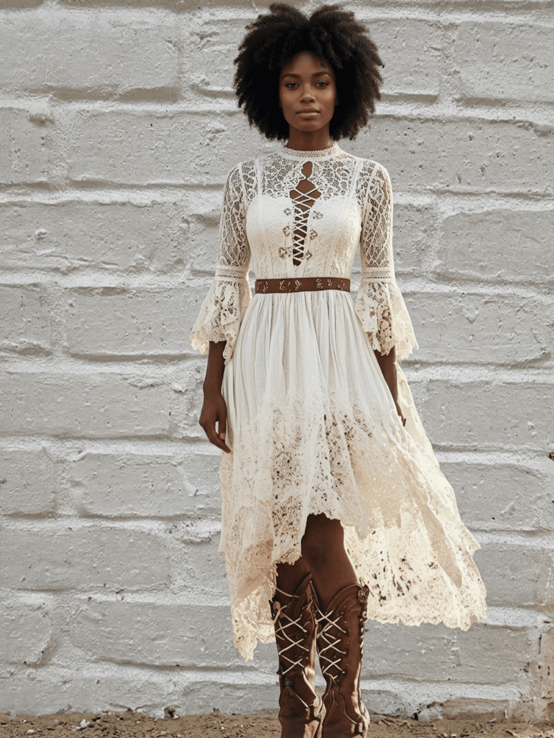 women_fashion - littlescollectionDressLace Trimmed High - Low Vintage Dress Womenelegant dress women
