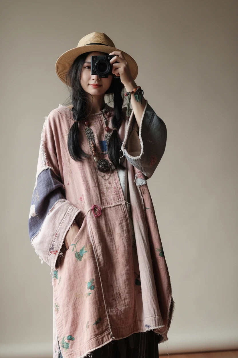 Cotton Patchwork Vintage Dress Women